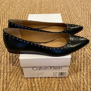 Calvin Klein Leather Stud Detail Flat